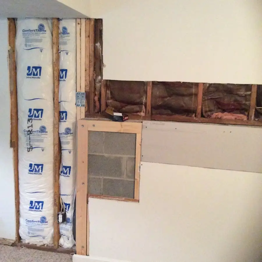 Wall insulation replacement during Basement Flood Cleanup in Smithfield